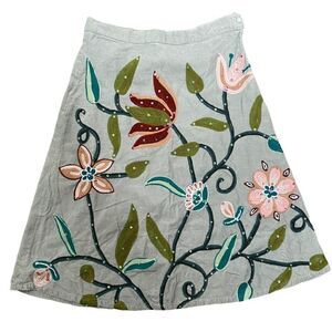 Pura Vida Corduroy Embroidered Floral Skirt